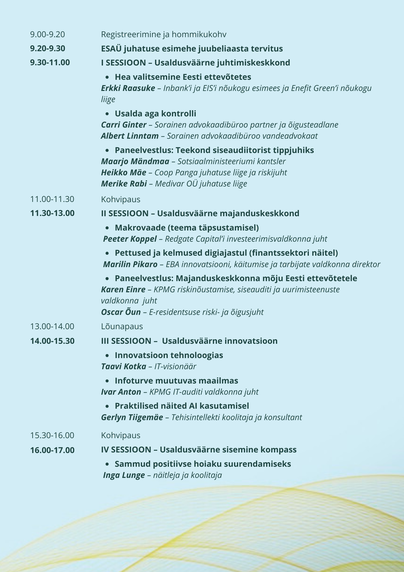 ESAÜ juubelikonverentsi programm 2025